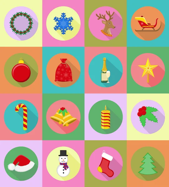 Christmas and new year flat icons vector illustration — Stock Vector