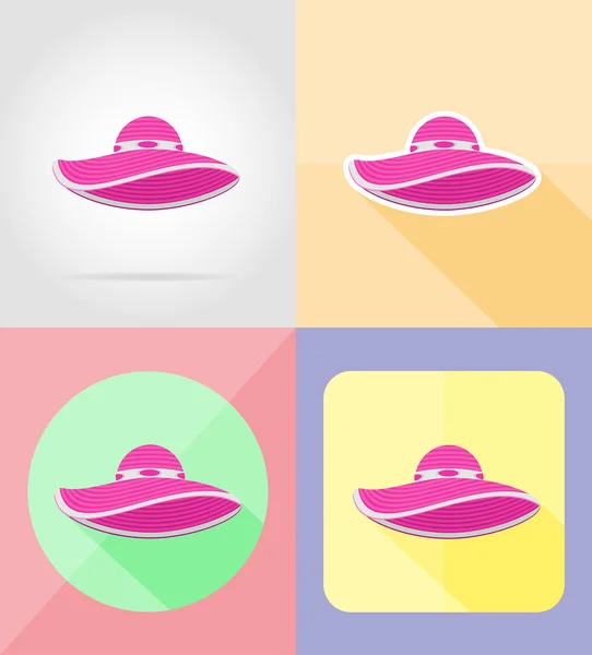 Beach hat flat icons vector illustration — Stock Vector