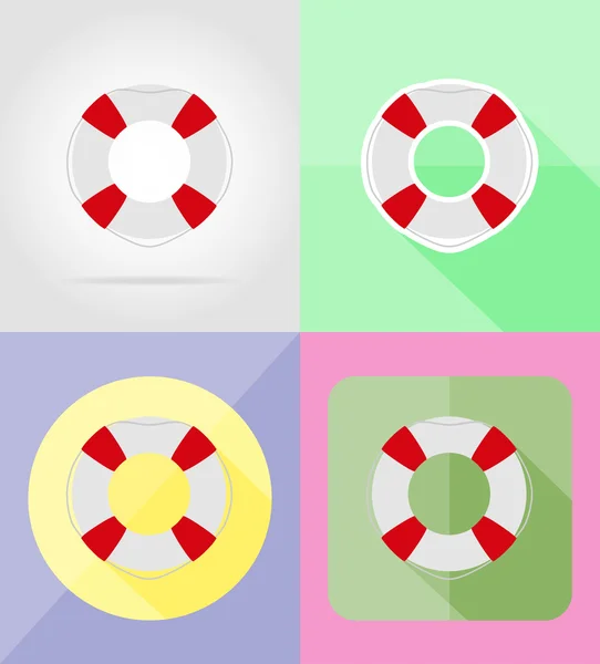 Illustration vectorielle des icônes plates de bouée de sauvetage — Image vectorielle