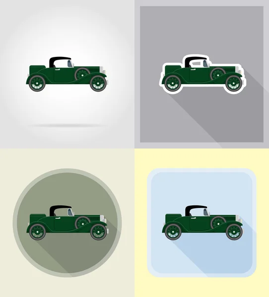 Viejo coche retro iconos planos vector ilustración — Archivo Imágenes Vectoriales