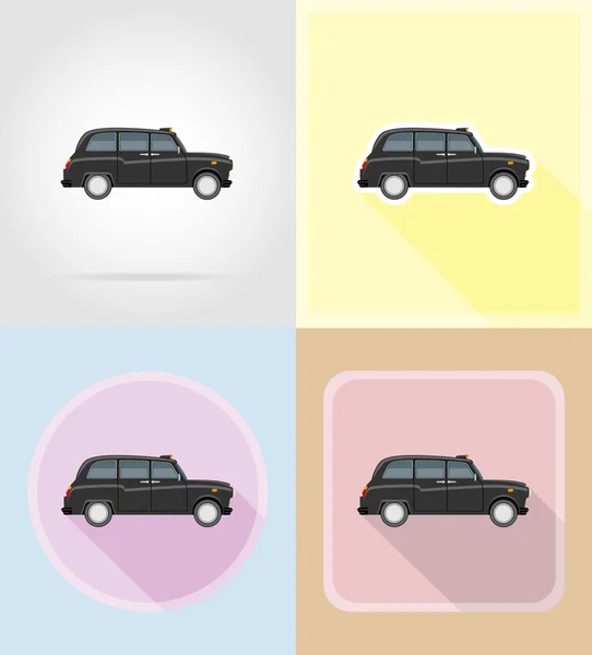 Vecchio retro auto icone piatte vettoriale illustrazione — Vettoriale Stock