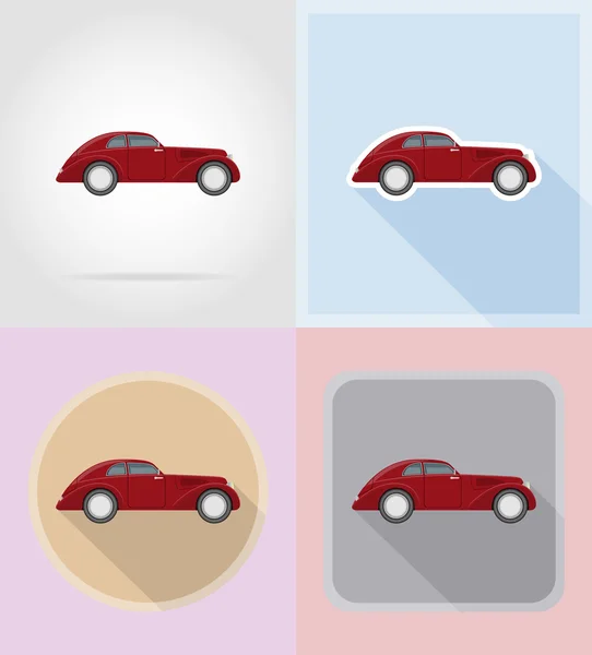 Régi retro autó lapos ikonok vektoros illusztráció — Stock Vector