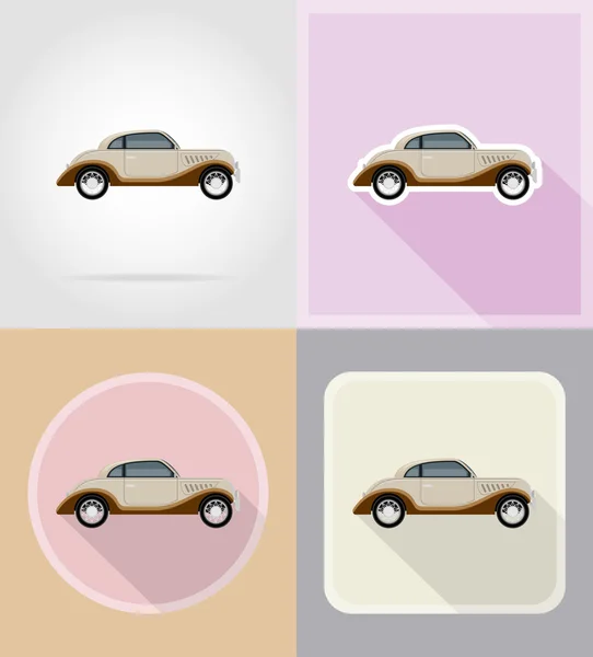 Alte Retro-Auto flache Symbole Vektor Illustration — Stockvektor