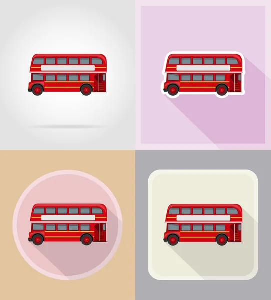 Gamla retro buss platt ikoner vektor illustration — Stock vektor