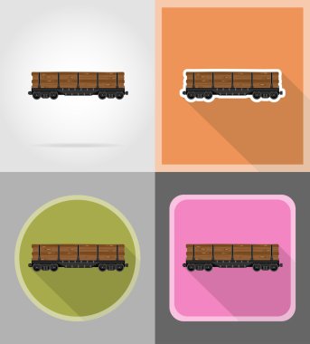 Demiryolu taşıma tren yassı simgeler illüstrasyon vektör