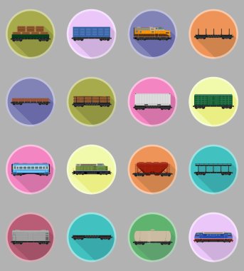 vektör çizim simgeleri demiryolu taşıma tren yassı Icons set