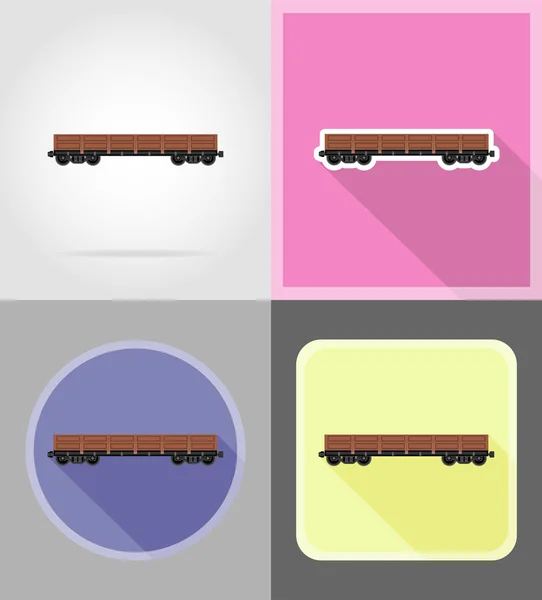 Demiryolu taşıma tren yassı simgeler illüstrasyon vektör — Stok Vektör
