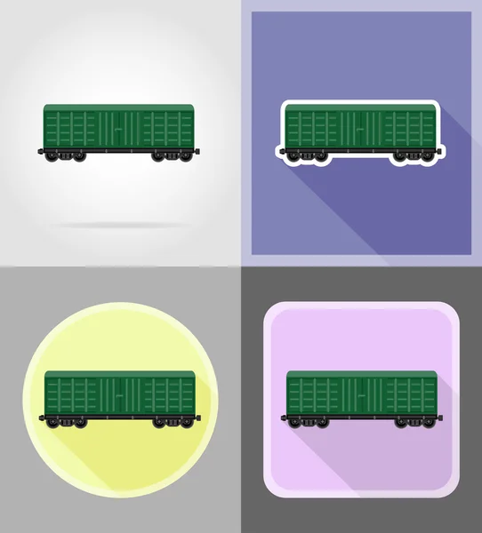 Järnvägen transport tåg platt ikoner vektor illustration — Stock vektor