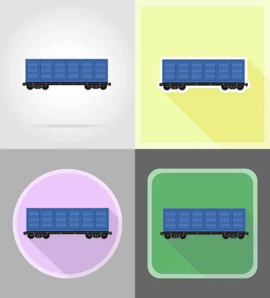 Eisenbahnwaggon Zug flache Symbole Vektor Illustration — Stockvektor