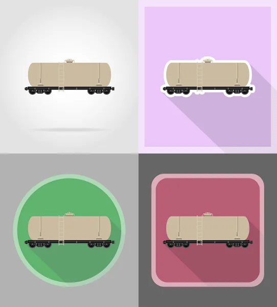 Trem de transporte ferroviário ícones planos ilustração vetorial — Vetor de Stock