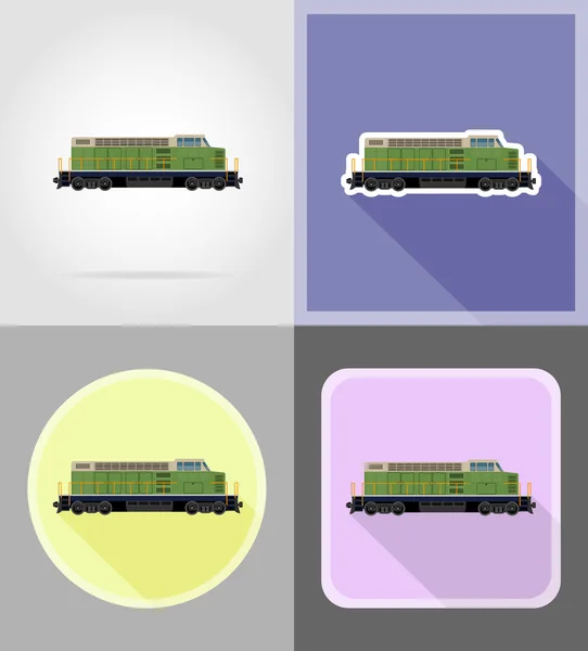Railway locomotive tåg platt ikoner vektor illustration — Stock vektor