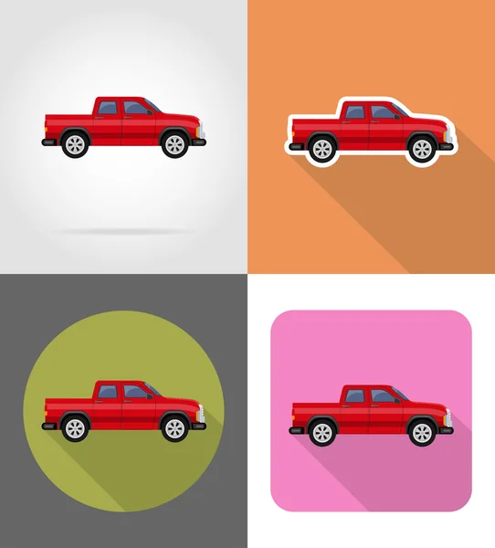 Bil pickup platt ikoner vektor illustration — Stock vektor