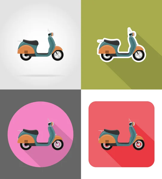 Retro scooter piatto icone vettoriale illustrazione — Vettoriale Stock