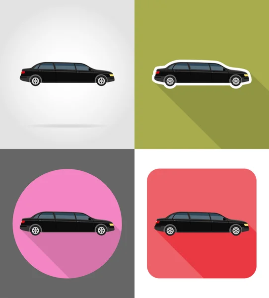 Coche limusina iconos planos vector ilustración — Archivo Imágenes Vectoriales