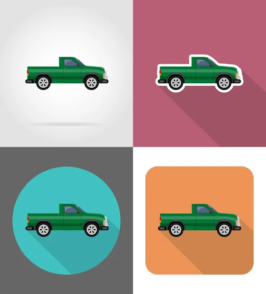 Coche pickup iconos planos vector ilustración — Vector de stock
