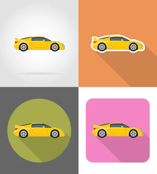 Sportovní auto ploché ikony vektorové ilustrace — Stockový vektor
