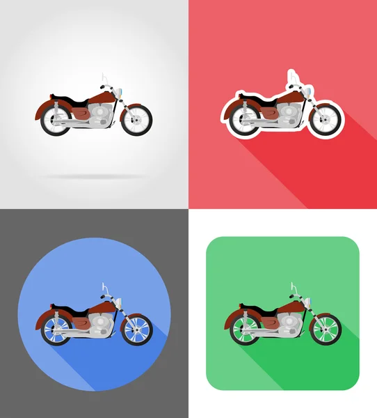 Motocicleta iconos planos vector ilustración — Vector de stock