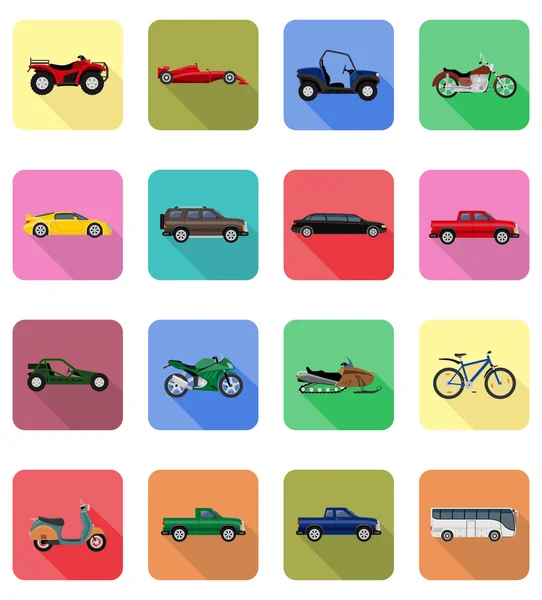 Transport plat icônes vectoriel illustration — Image vectorielle