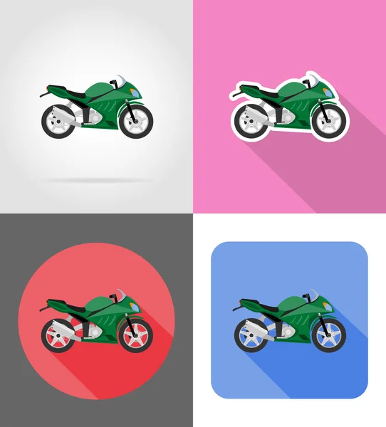 Motorfiets plat pictogrammen vectorillustratie — Stockvector