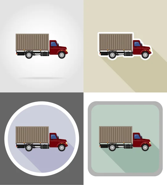 Caminhão de carga para o transporte de mercadorias ícones planos vetor illust — Vetor de Stock