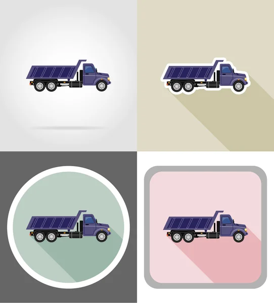 Lading vrachtwagen voor het vervoer van goederen plat pictogrammen vector illust — Stockvector