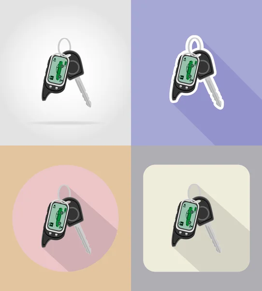 Remote car alarm with car keys flat icons vector illustration — Stock Vector