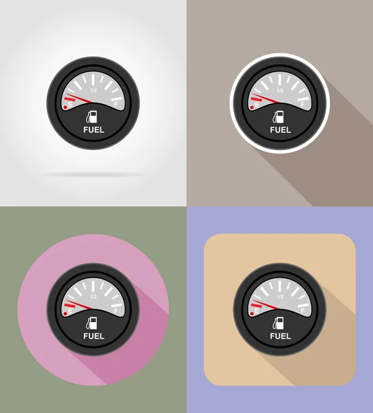 Indicador de nivel de combustible iconos planos vector ilustración — Vector de stock