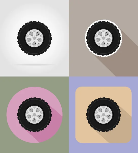 Rueda para coche iconos planos vector ilustración — Vector de stock