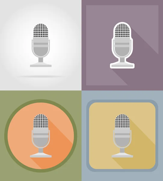 Mikrofony płaskie ikony ilustracja wektorowa — Wektor stockowy