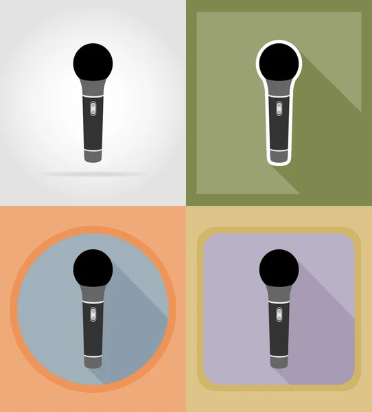 Mikrofonlar düz simgeler illüstrasyon vektör — Stok Vektör