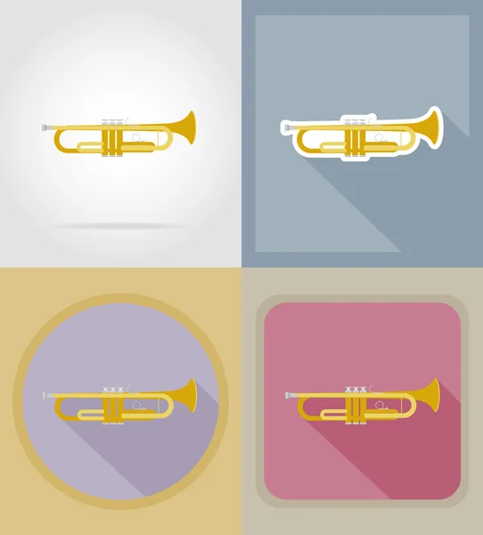 Trumpet platt ikoner vektorillustration — Stock vektor