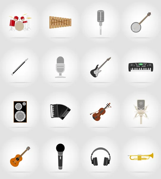 Elementy muzyki i sprzęt płaski ikony ilustracja wektorowa — Wektor stockowy
