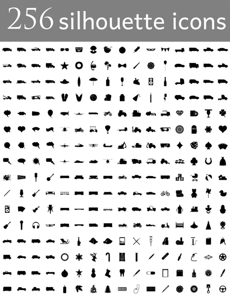 Різноманітний набір силует плоских іконок Векторні ілюстрації — стоковий вектор