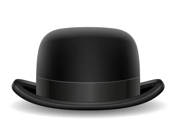 Bowler Hatt Svart Retro Vektor Illustration Isolerad Vit Bakgrund — Stock vektor