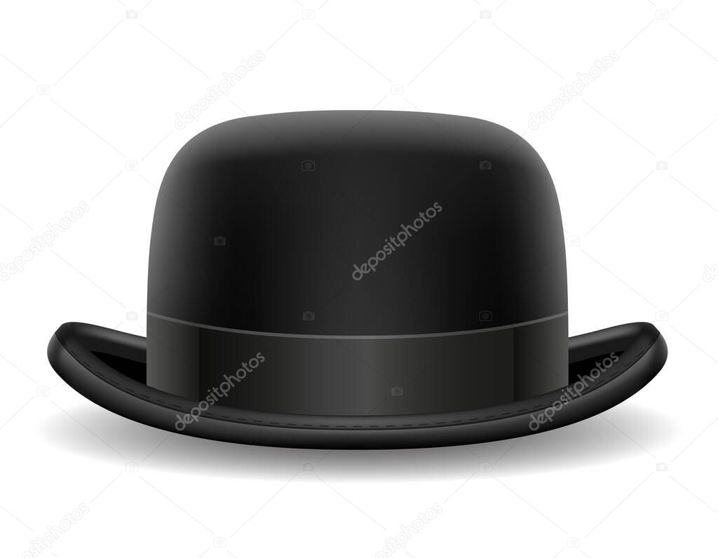 bowler hat black retro vector illustration isolated on white background