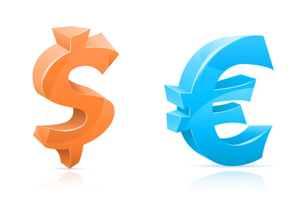 Symbol Dollar Und Euro Mark Zeichen Grafische Elemente Für Design — Stockvektor