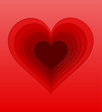 tasarım vektörü illüstrasyonu için gölgeli kalp kesimi kağıt katmanları