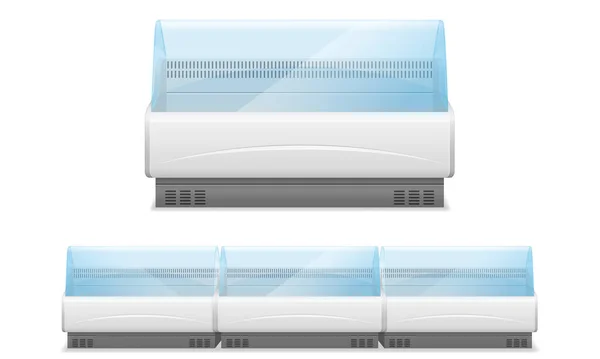 Refrigerador Comercial Loja Para Refrigerar Preservar Ilustração Vetor Alimento Isolado —  Vetores de Stock