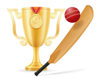 Beyaz arkaplanda izole edilmiş kriket sporu vektör çizimi için yarasa