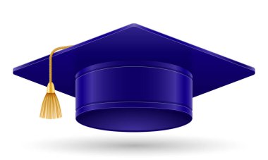 Üniversite ve akademi mezunu şapka vektör çizimi beyaz arka planda izole edildi
