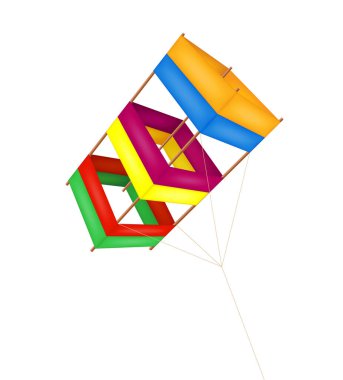Gökyüzünde uçan renkli uçurtma vektör çizimi beyaz arkaplanda izole edildi