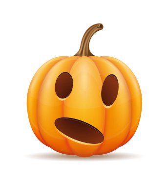 Cadılar Bayramı için korkunç yüzlü balkabağı. Beyaz arka planda izole edilmiş Cadılar Bayramı kutlama vektörü çizimi.