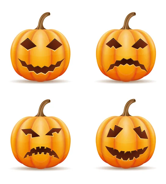 Calabaza Con Caras Horribles Para Halloween Celebración Vector Ilustración Aislado — Vector de stock