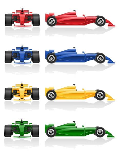 Set colores iconos de carreras de coches vector ilustración EPS 10 — Archivo Imágenes Vectoriales