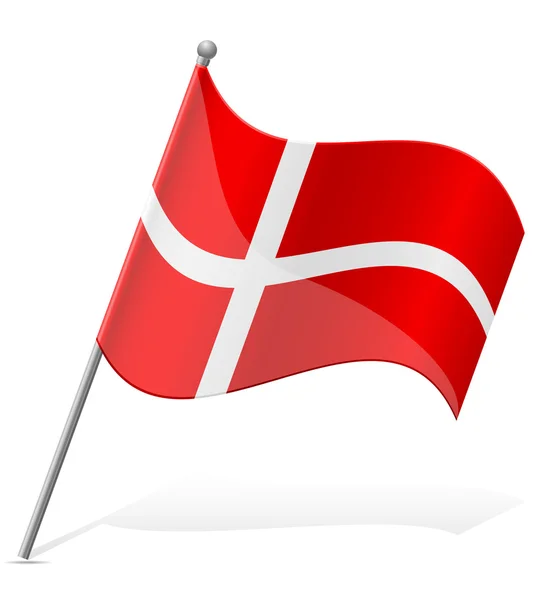 Ilustrasi vektor bendera Denmark - Stok Vektor