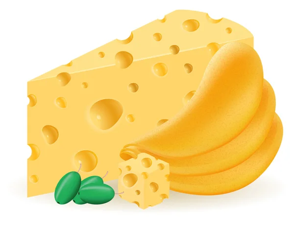 Potatischips med ost vektor illustration — Stock vektor