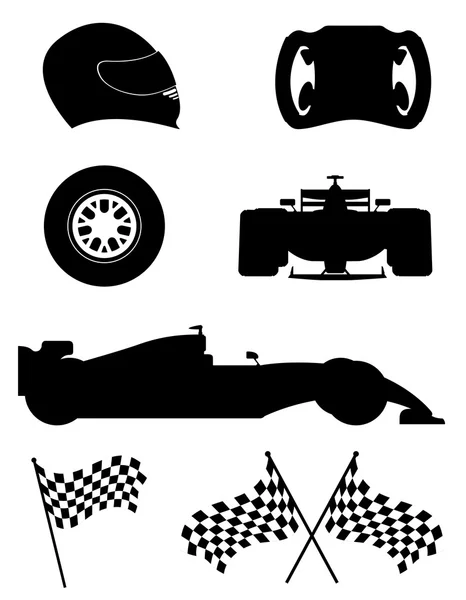 Schwarze Silhouette set racing icons vektorillustration — Stockvektor