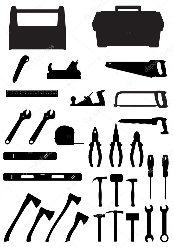 black silhouette set tools icons vector illustration
