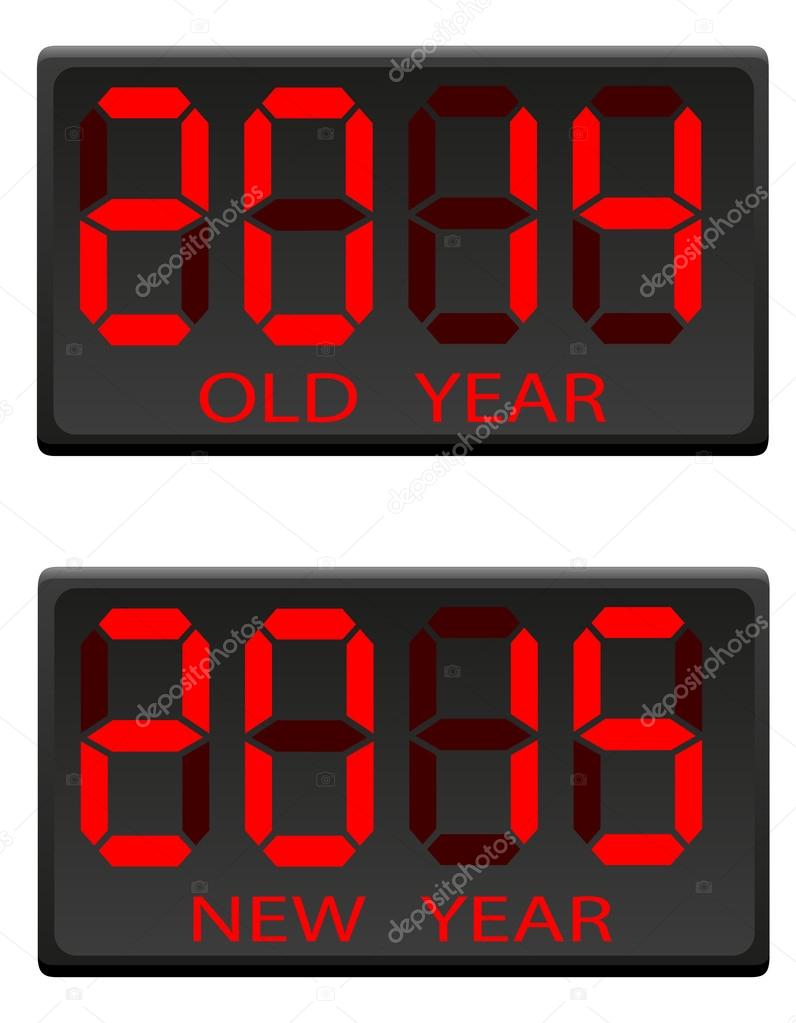 electronic scoreboard old and the new year vector illustration