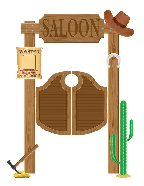 Doors in western saloon wild west vector illustration — Stock Vector